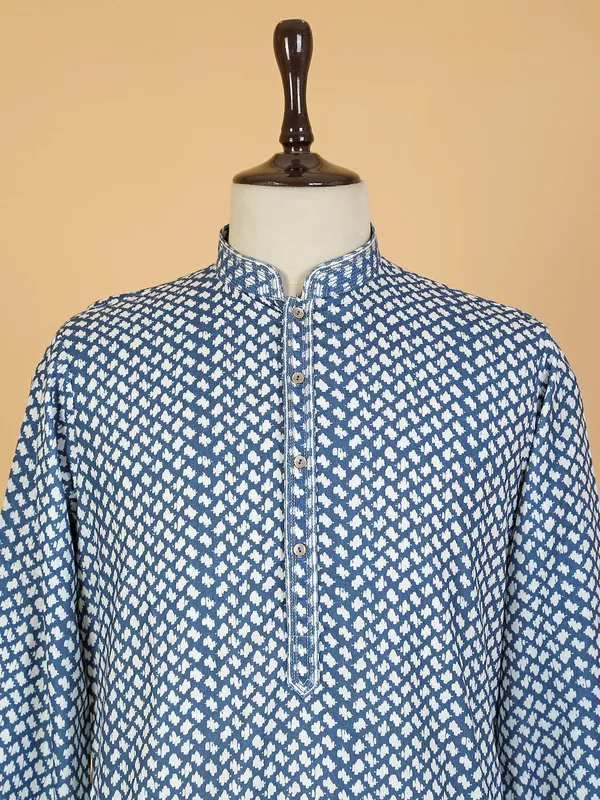 Stunning printed blue  Men Kurta pajama