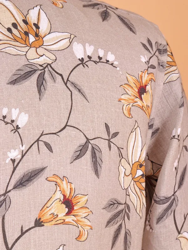 Stunning printed grey kurta suit