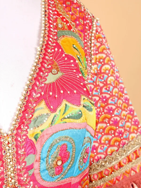 Stunning printed multi color anarkali suit