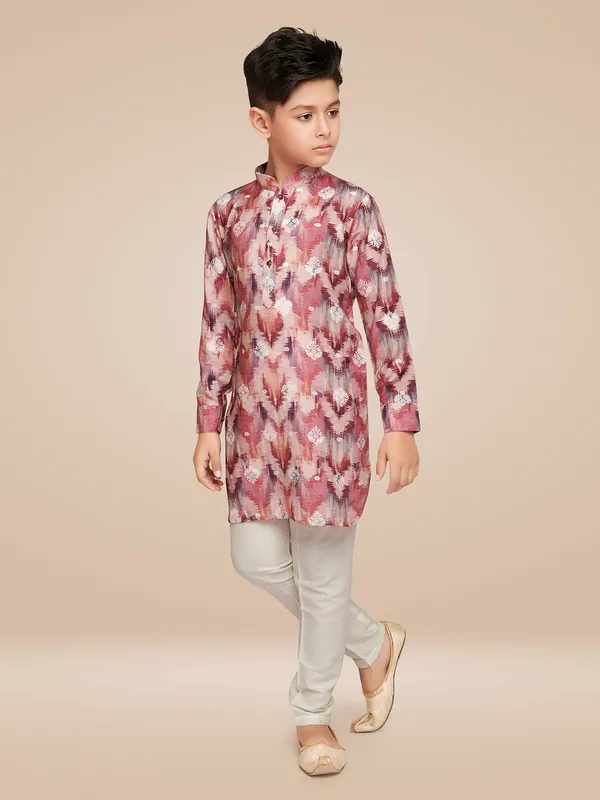 Stunning printed pink kurta suit