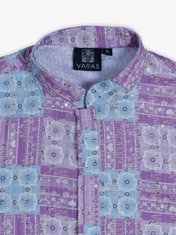 Stunning purple cotton kurta suit