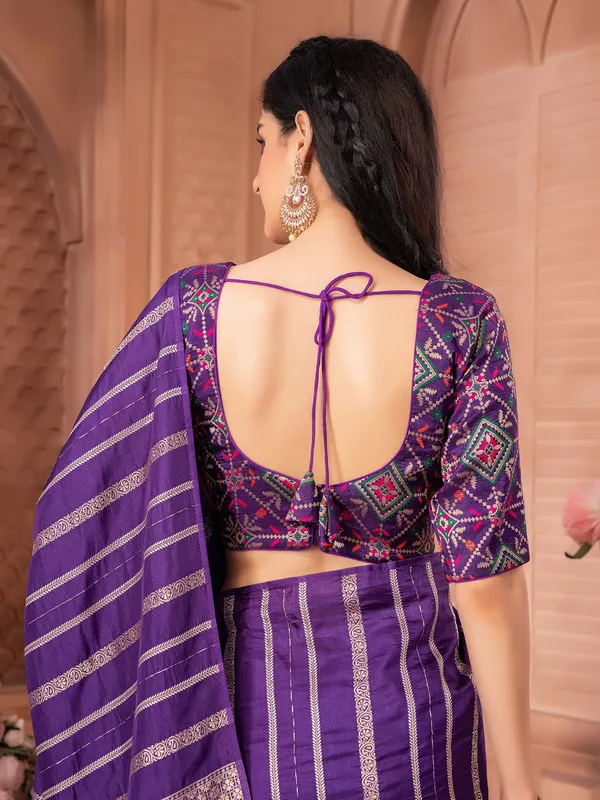 Stunning purple dola silk saree