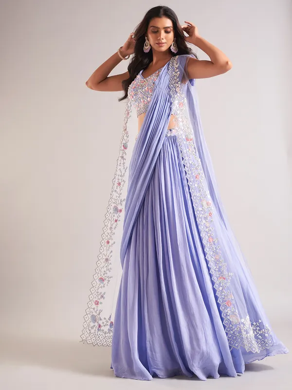 Stunning purple lehenga choli in georgette