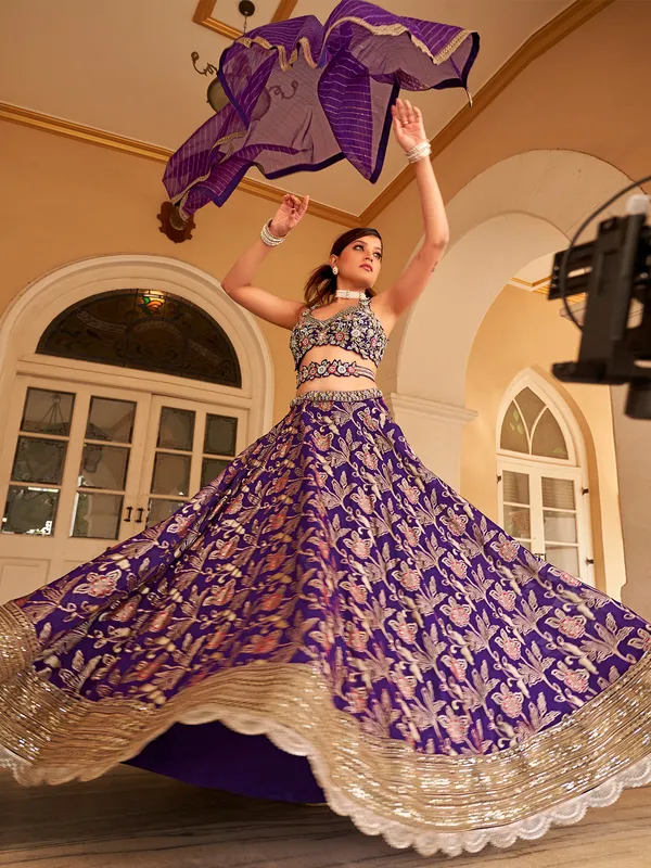 Stunning purple lehenga choli with dupatta