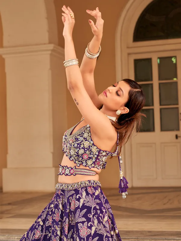 Stunning purple lehenga choli with dupatta