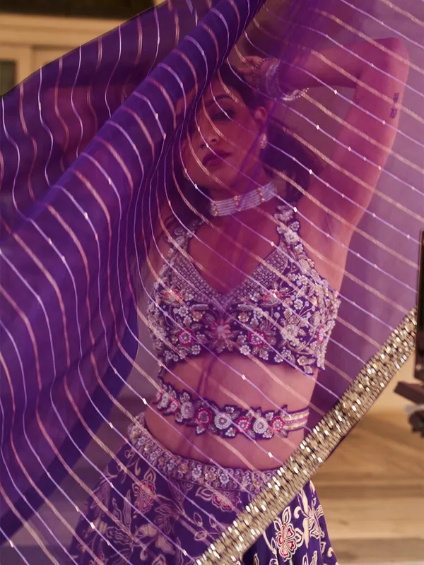 Stunning purple lehenga choli with dupatta