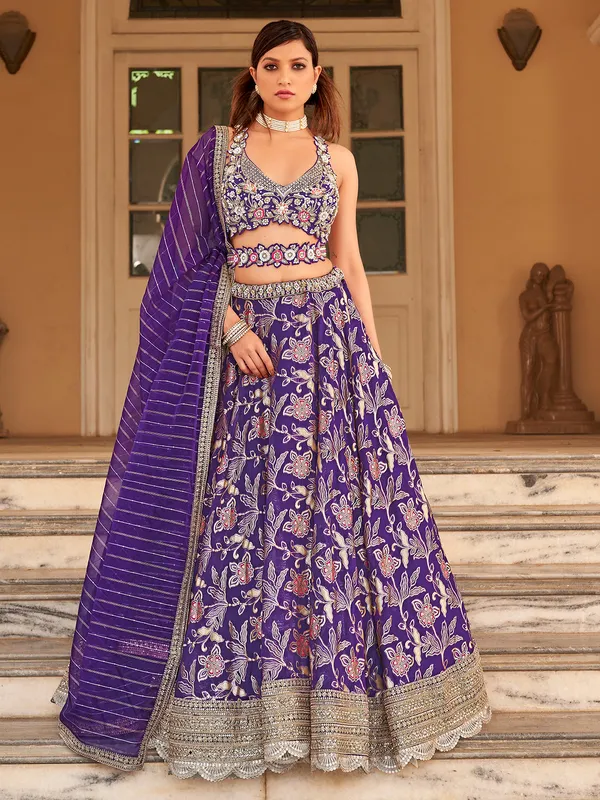 Stunning purple lehenga choli with dupatta