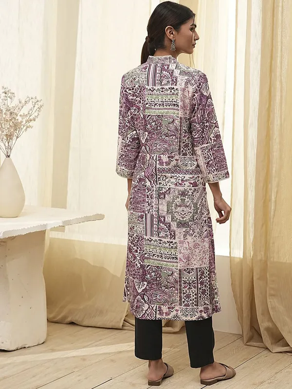 Stunning purple printed cotton silk kurti