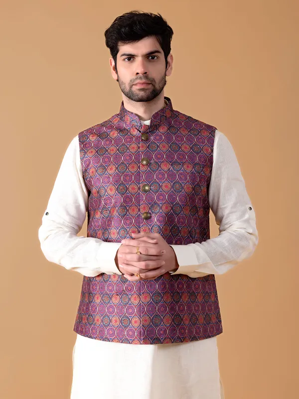 Stunning purple printed waistcoat