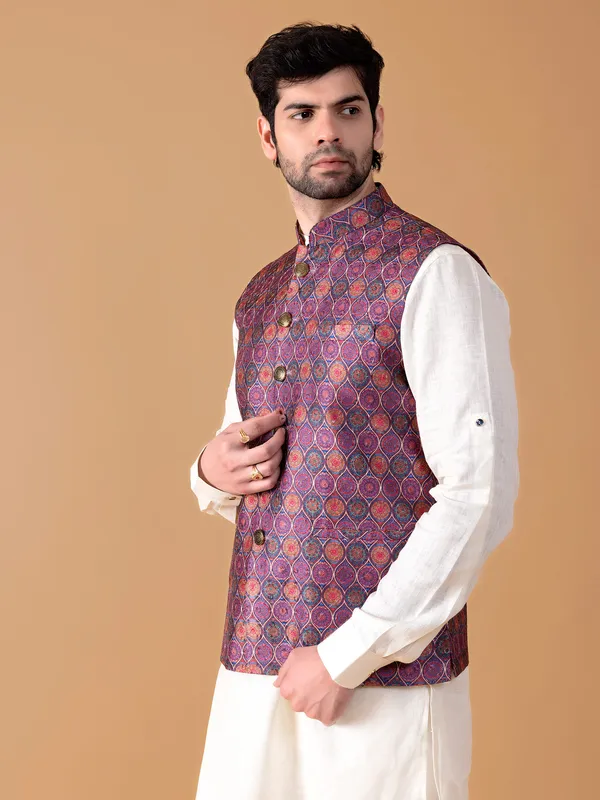 Stunning purple printed waistcoat