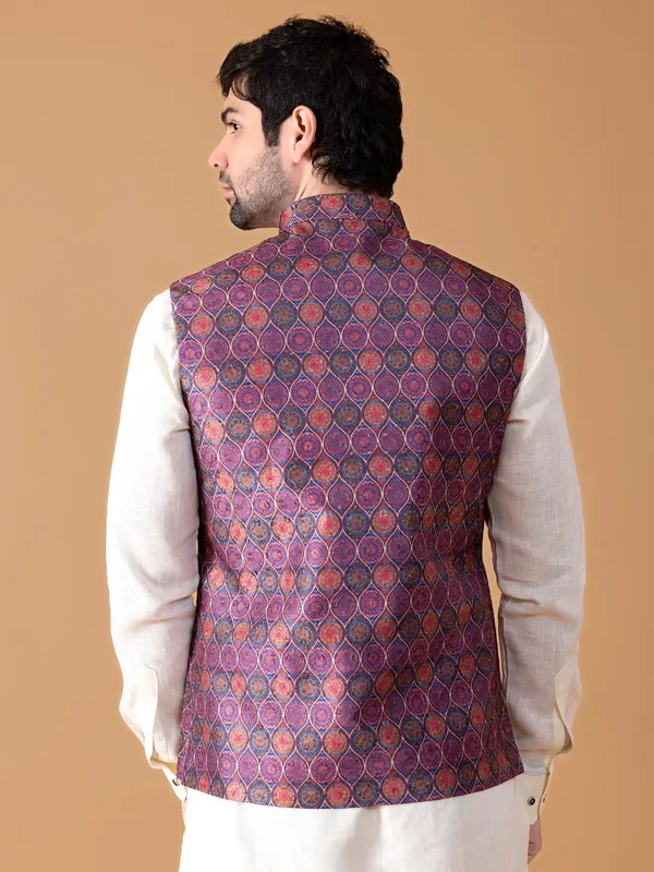 Stunning purple printed waistcoat