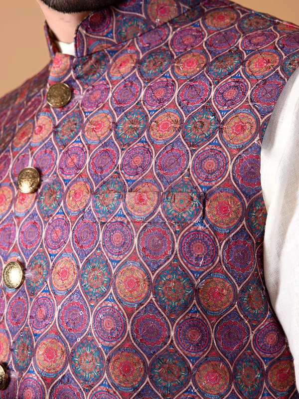 Stunning purple printed waistcoat