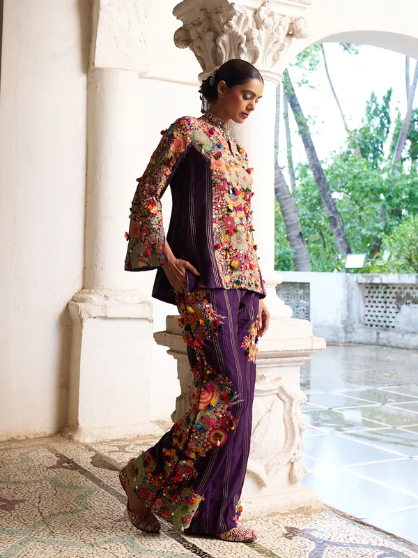 Stunning purple silk palazzo set