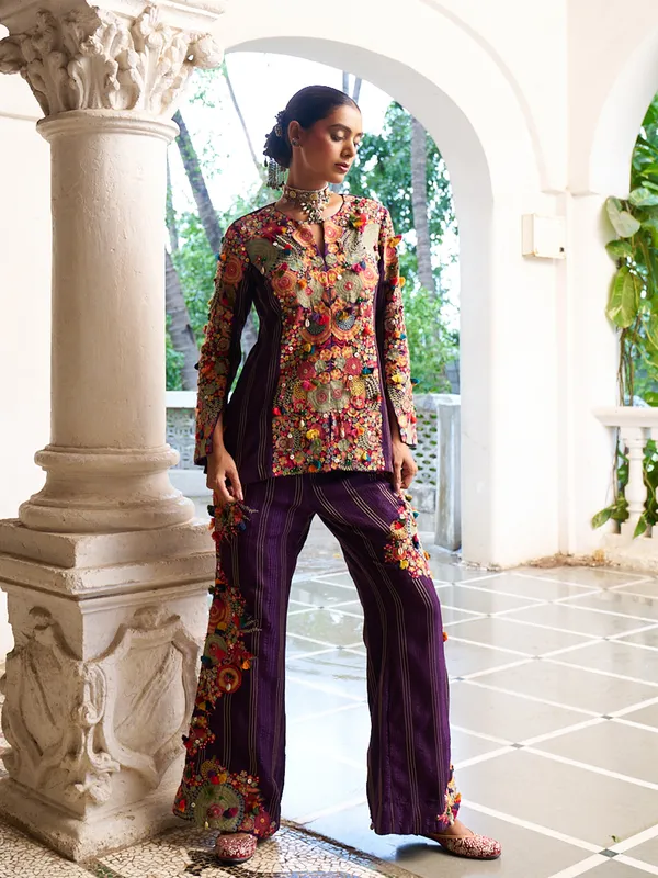 Stunning purple silk palazzo set