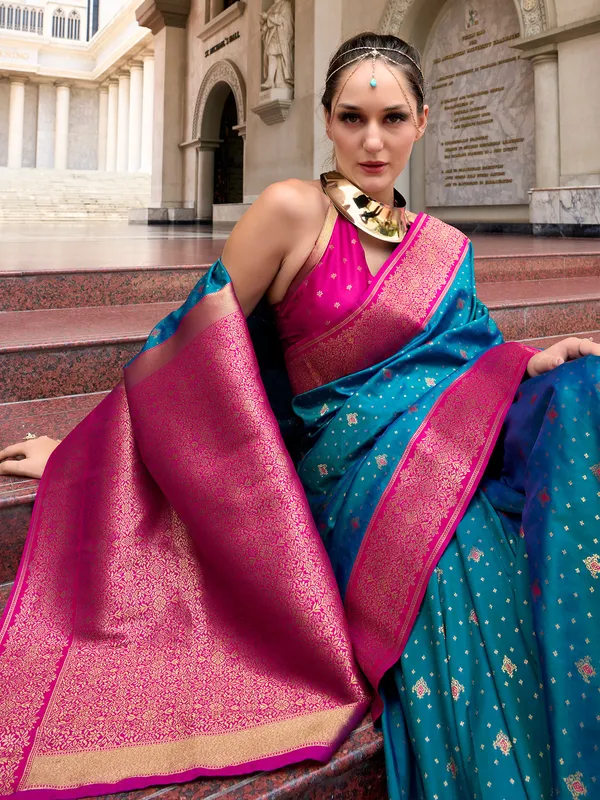 Stunning rama ble saree for festive