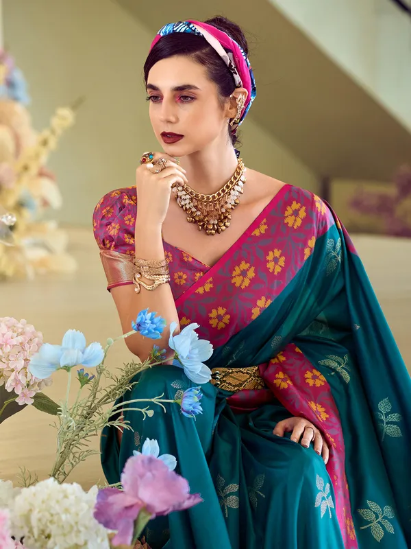 Stunning rama blue saree for festive