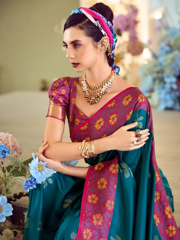 Stunning rama blue saree for festive