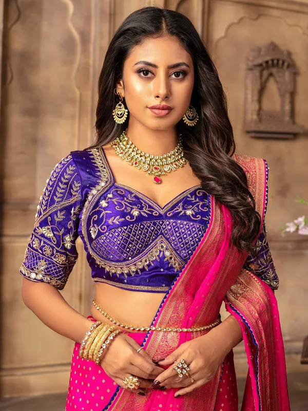 Stunning rani color dola silk saree