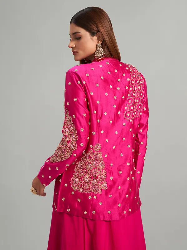 Stunning rani raw silk indowestern style suit