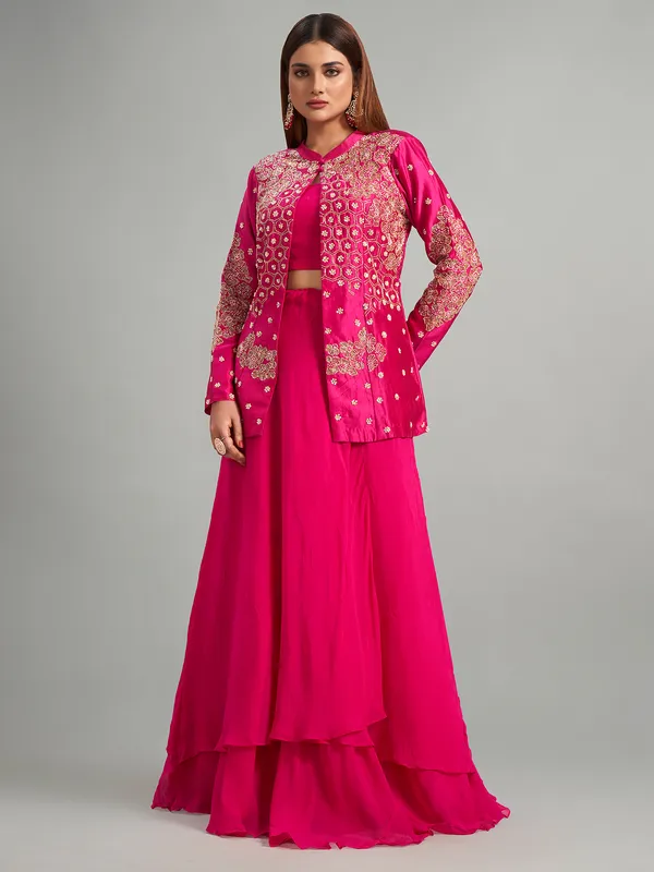 Stunning rani raw silk indowestern style suit