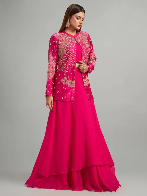 Stunning rani raw silk indowestern style suit