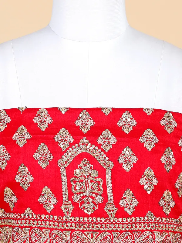 Stunning raw silk lehenga choli in red