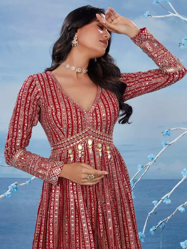 Stunning red anarkali suit for bridal