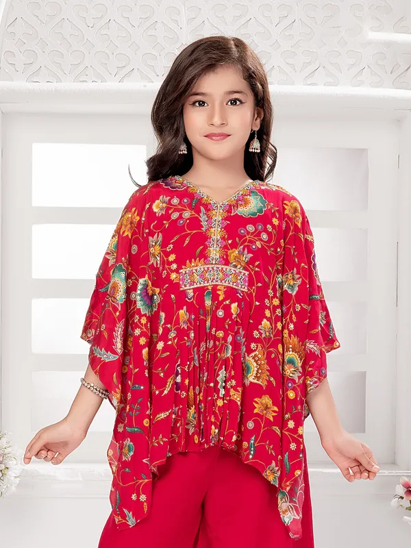 Stunning red georgette palazzo salwar suit