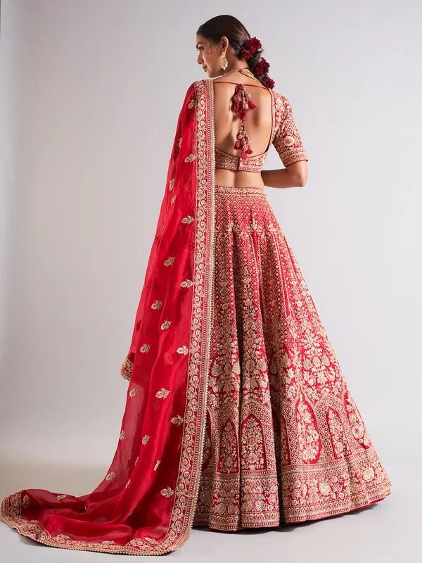 Stunning red lehenga choli with dupatta