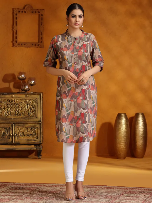 Stunning red printed casual cotton silk kurti