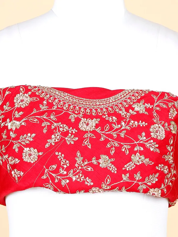 Stunning red raw silk bridal lehenga choli