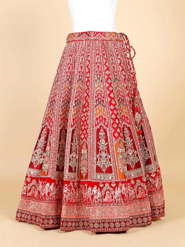 Stunning red raw silk bridal lehenga choli