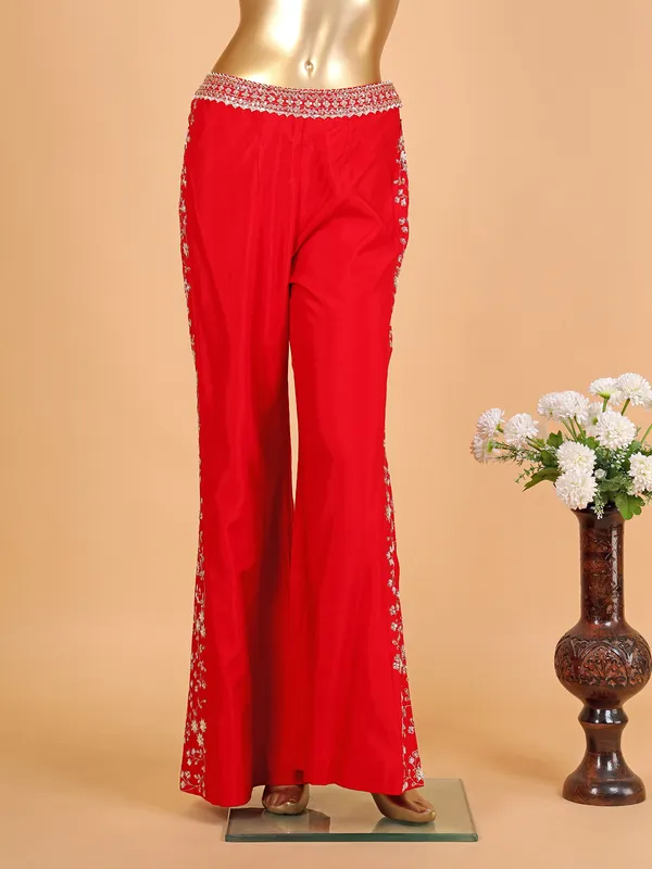 Stunning red silk designer palazzo suit