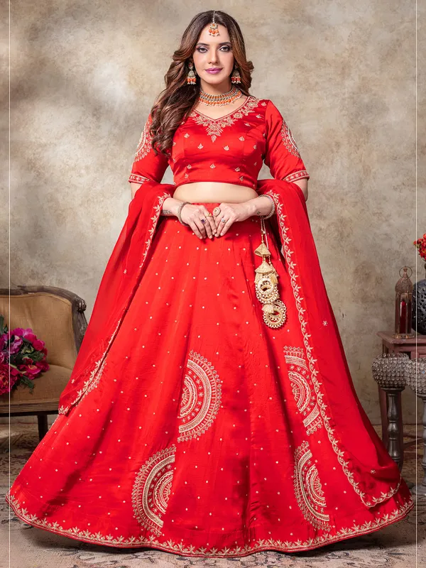 Stunning red silk lehenga choli for wedding