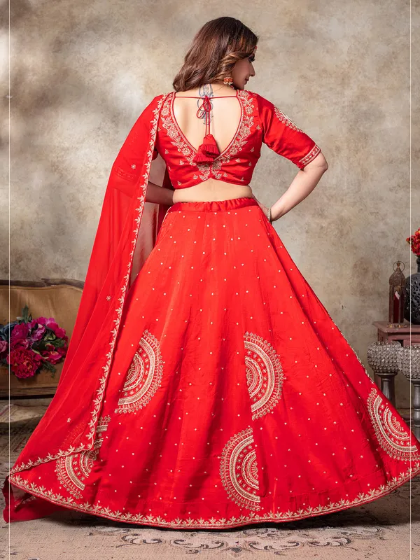 Stunning red silk lehenga choli for wedding