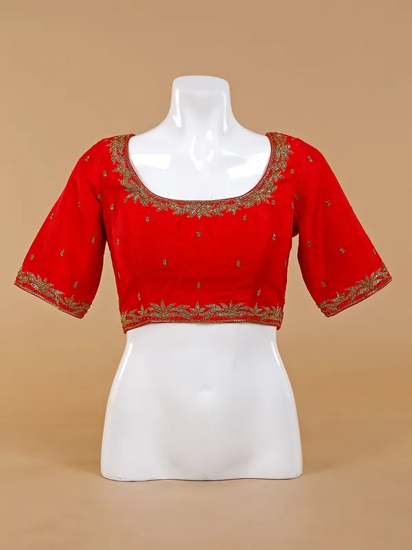 Stunning red silk ready made blouse