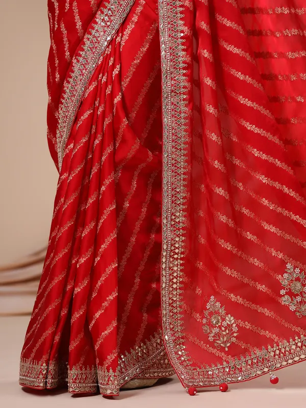 Stunning red silk saree