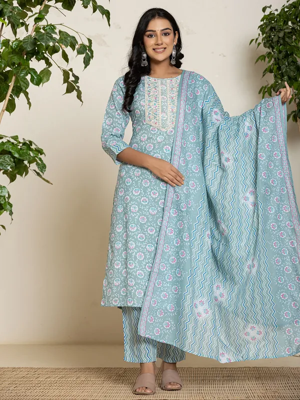 Stunning sage green kurti set in georgette