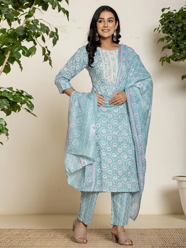 Stunning sage green kurti set in georgette