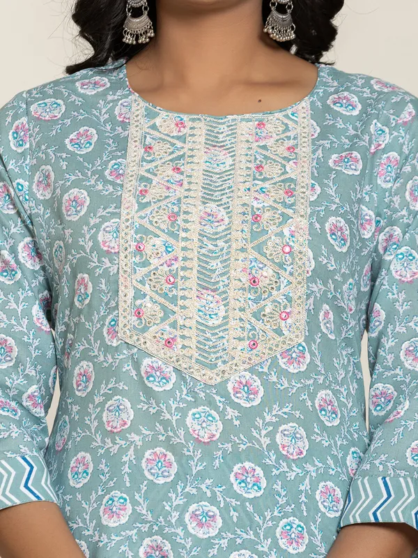 Stunning sage green kurti set in georgette