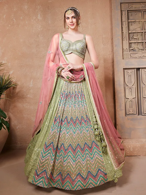 Stunning sage green lehenga choli