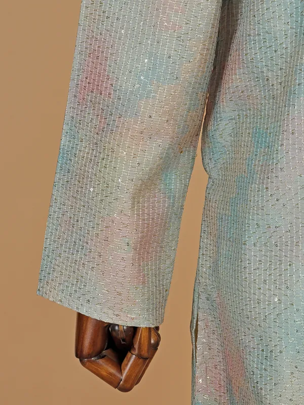 Stunning sage green silk kurta suit for men