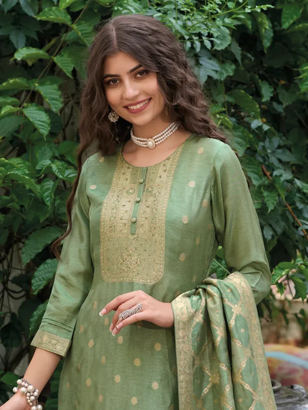 Stunning sage green silk salwar suit