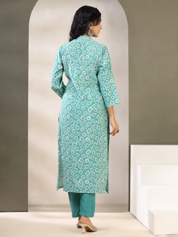 Stunning sea green cotton kurti set
