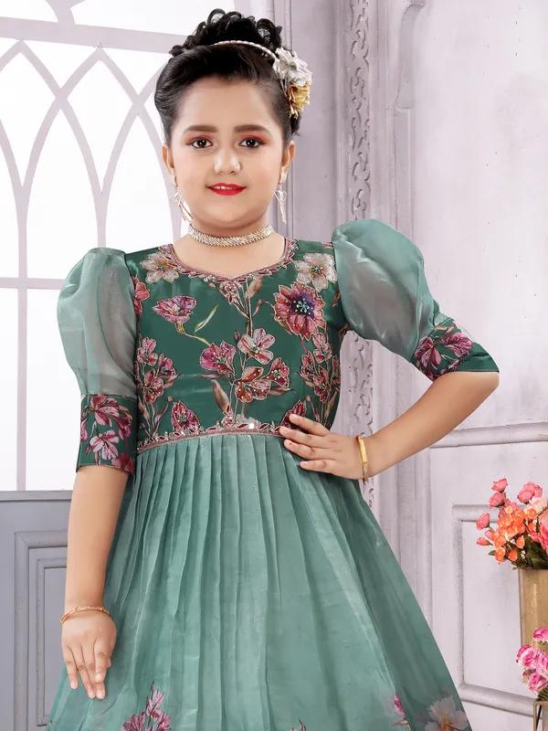 Stunning sea green printed gown