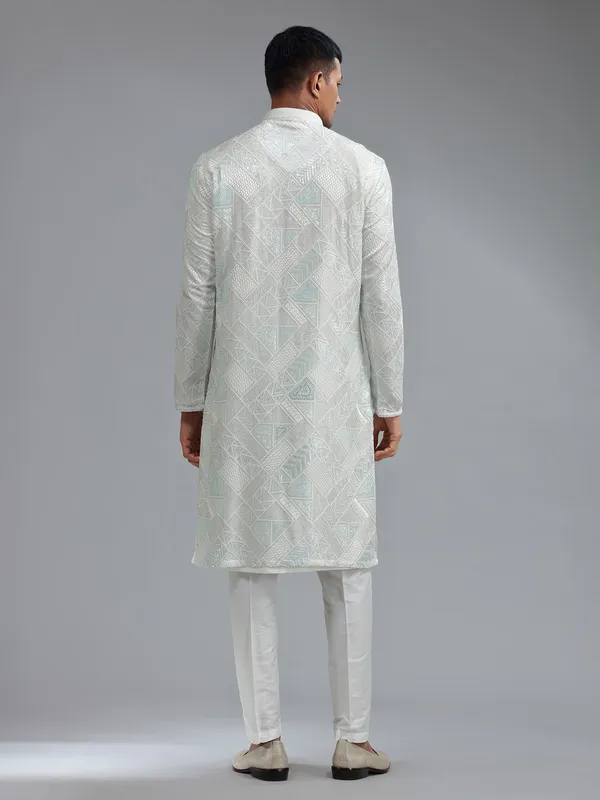 Stunning sea green silk kurta suit