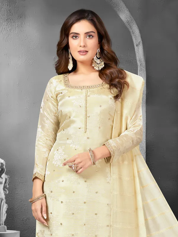 Stunning silk beige salwar suit