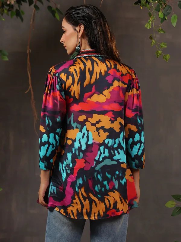 Stunning silk black printed top