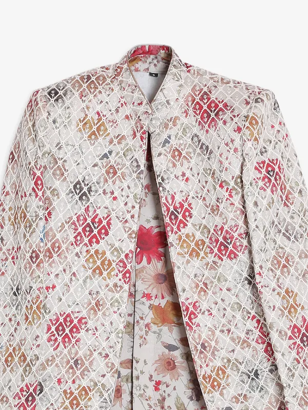 Stunning silk cream indowestern