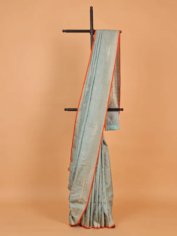 Stunning silk light blue with zari work